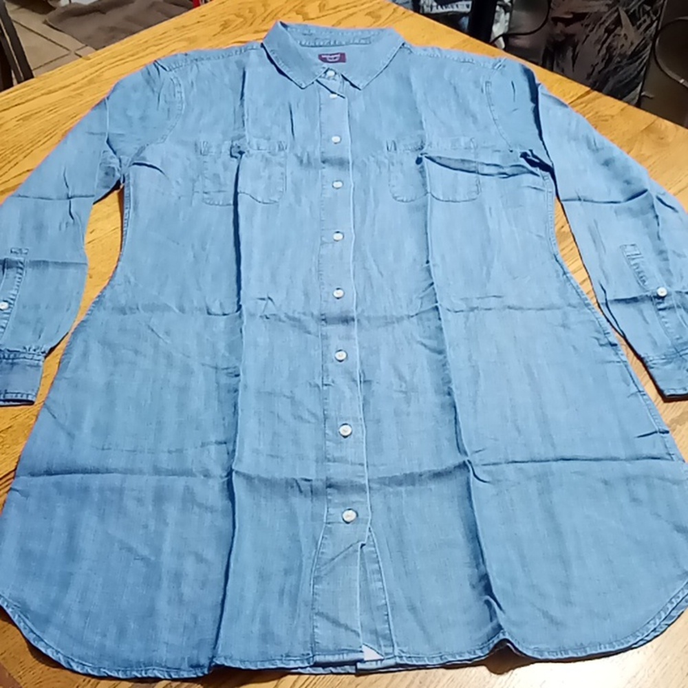 Untuckit Womens Shirt Dress 16 NEW Blue Long Sleeves MARASKA NEW - Picture 1 of 8